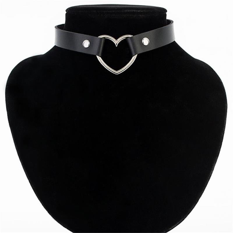 Heart Studded Choker Necklace - AESTHEDEX
