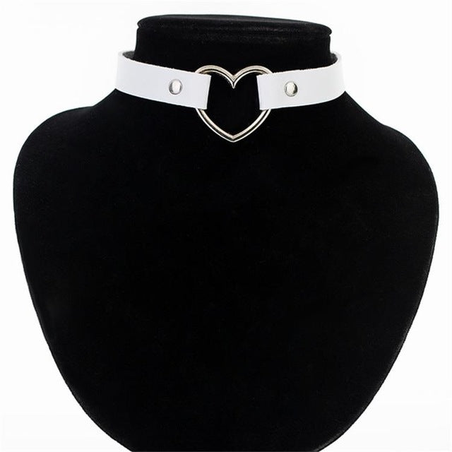 Heart Studded Choker Necklace - AESTHEDEX