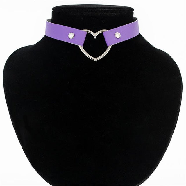 Heart Studded Choker Necklace - AESTHEDEX