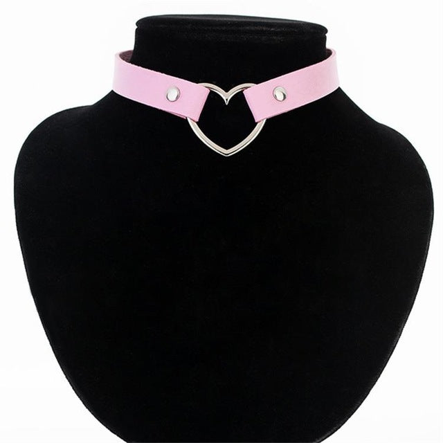 Heart Studded Choker Necklace - AESTHEDEX