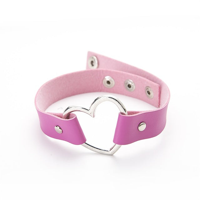 Heart Studded Choker Necklace - AESTHEDEX
