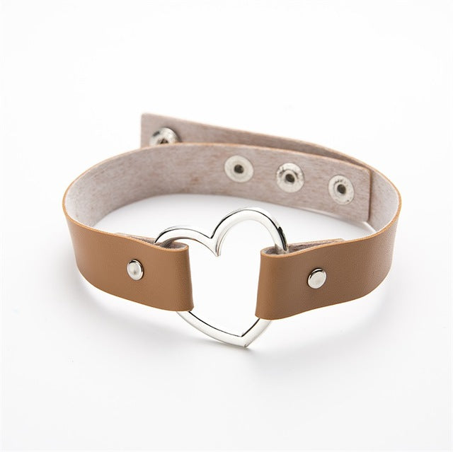 Heart Studded Choker Necklace - AESTHEDEX