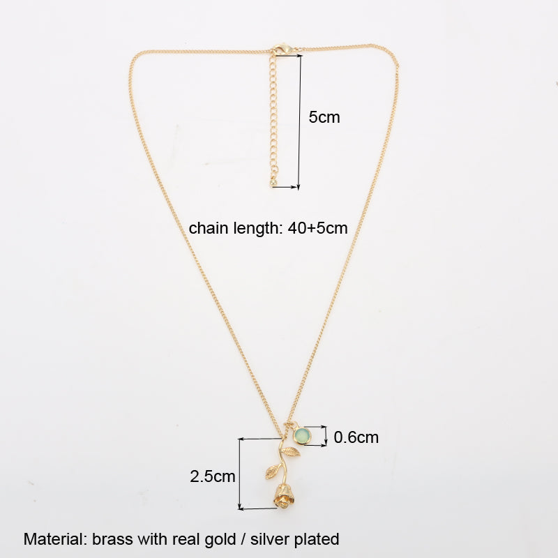 Rose Birthstone Necklace - AESTHEDEX