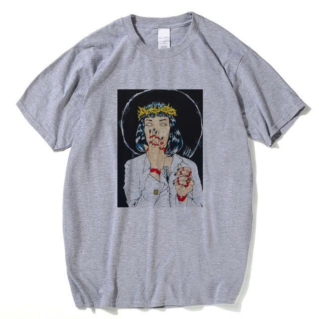 Virgin Mary Mia Wallace T Shirt - AESTHEDEX