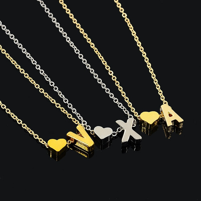 Heart Initial Letter Necklace - AESTHEDEX