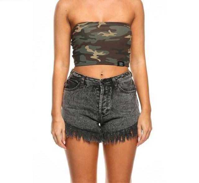 Camo Sleeveless Crop Top - AESTHEDEX