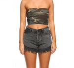 Camo Sleeveless Crop Top - AESTHEDEX