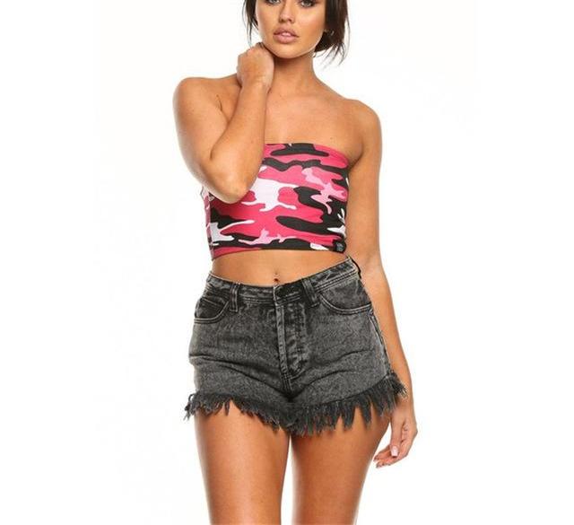 Camo Sleeveless Crop Top - AESTHEDEX
