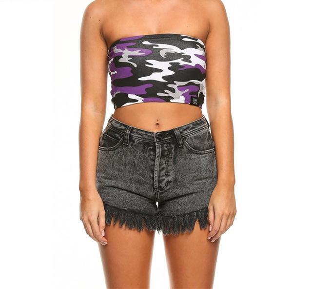 Camo Sleeveless Crop Top - AESTHEDEX