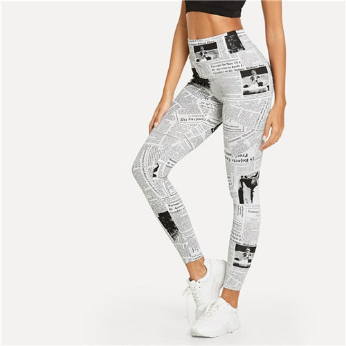 Newspaper Leggings - AESTHEDEX