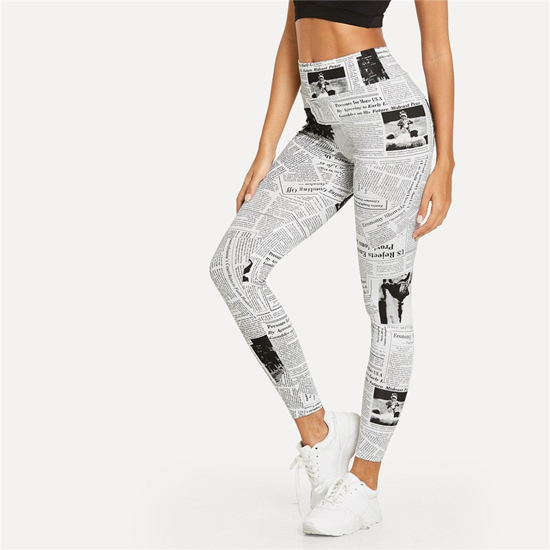 Newspaper Leggings - AESTHEDEX