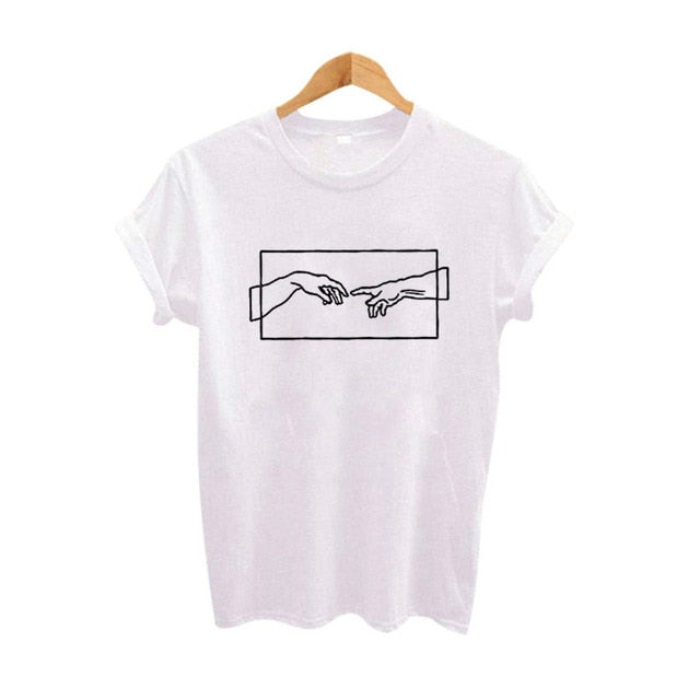 Michelangelo Creation of Adam Hands T-Shirt - AESTHEDEX