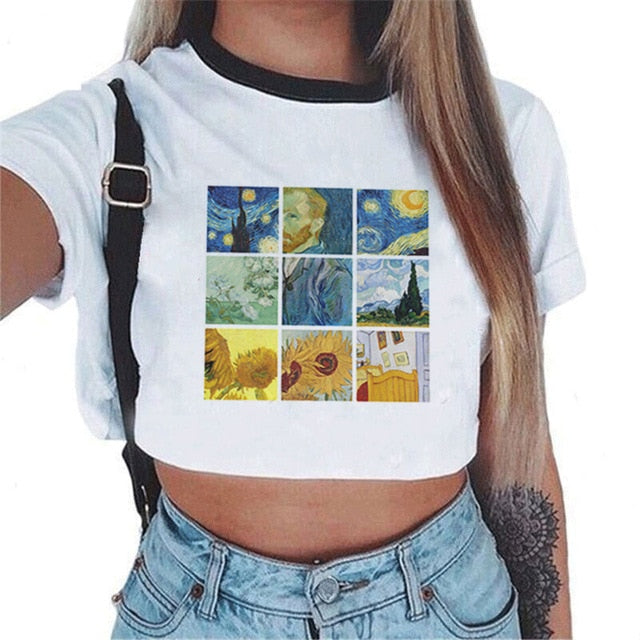Van Gogh Crop Top Tee - AESTHEDEX
