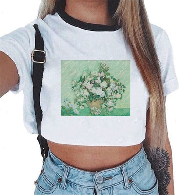 Van Gogh Crop Top Tee - AESTHEDEX