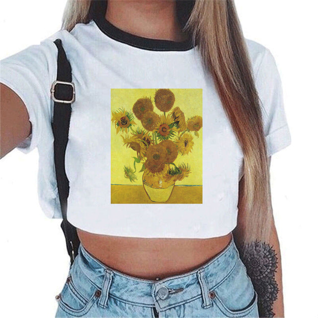 Van Gogh Crop Top Tee - AESTHEDEX