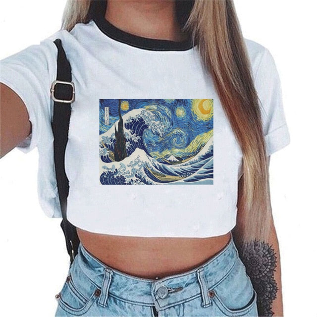 Van Gogh Crop Top Tee - AESTHEDEX