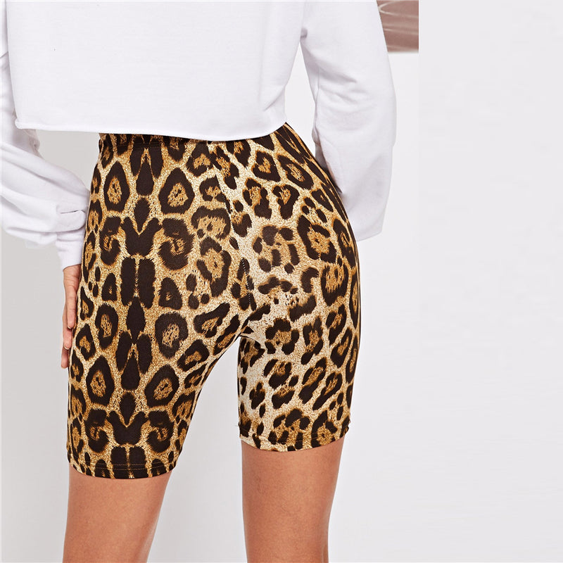 Leopard Crop Short Leggings - AESTHEDEX