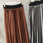 Metallic Pleated Midi Skirt