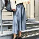 Metallic Pleated Midi Skirt