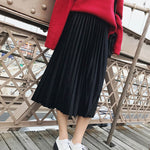 Metallic Pleated Midi Skirt