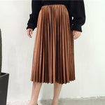 Metallic Pleated Midi Skirt