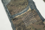 Hybrid Camo Patchwork Destroyed Denim