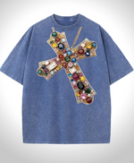Jeweled Cross Pendant Tee
