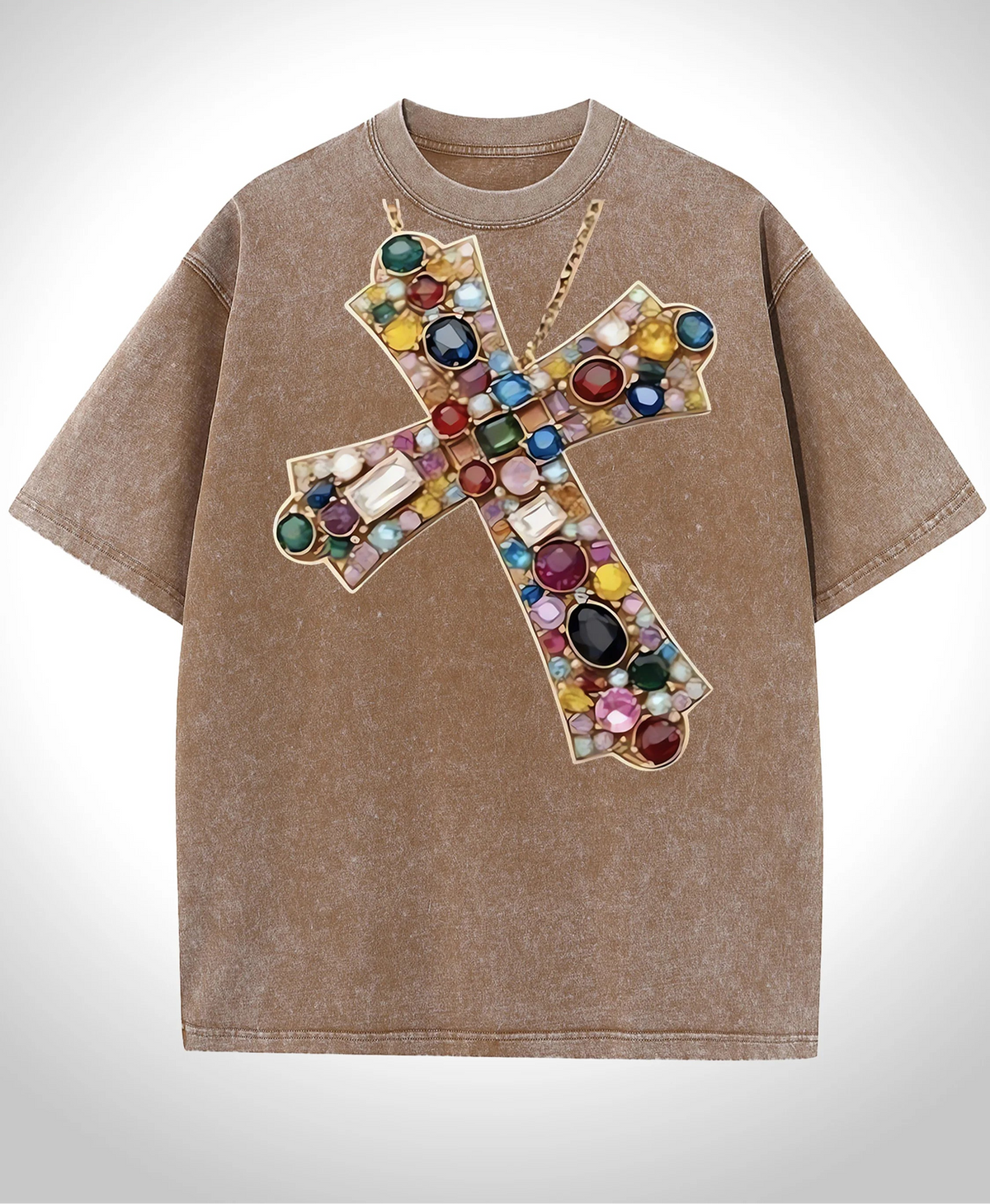 Jeweled Cross Pendant Tee
