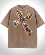 Jeweled Cross Pendant Tee