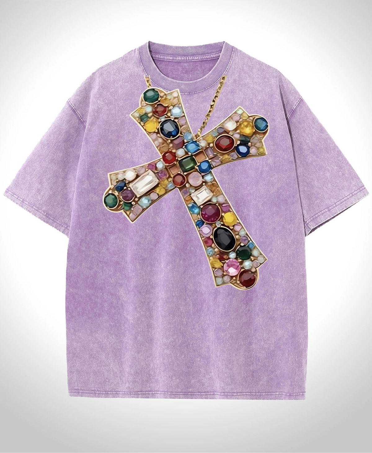 Jeweled Cross Pendant Tee