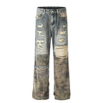Hybrid Camo Patchwork Destroyed Denim
