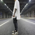 Oversized Drop Shoulder Side Slit Tee