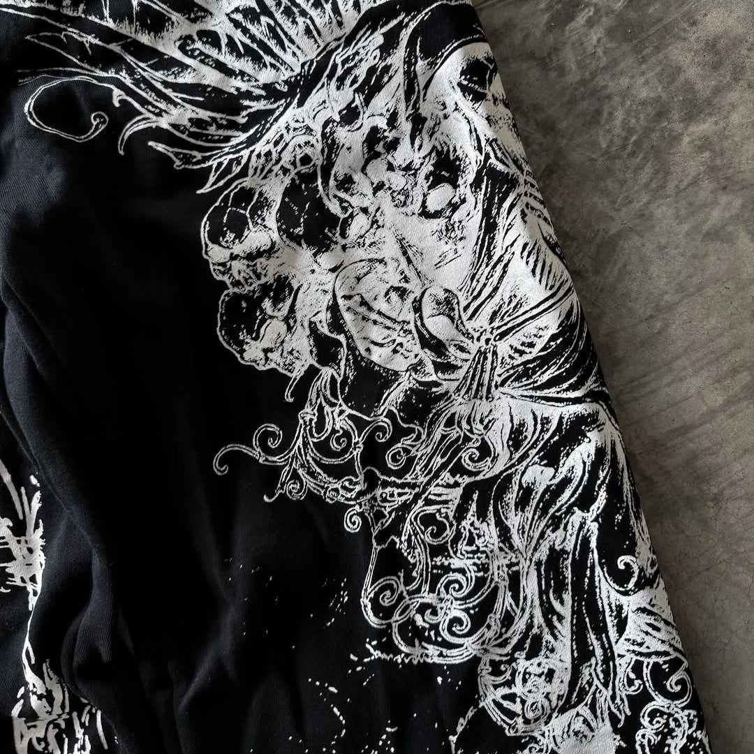 Gothic Angel Cross All-Over Print Baggy Sweatpants