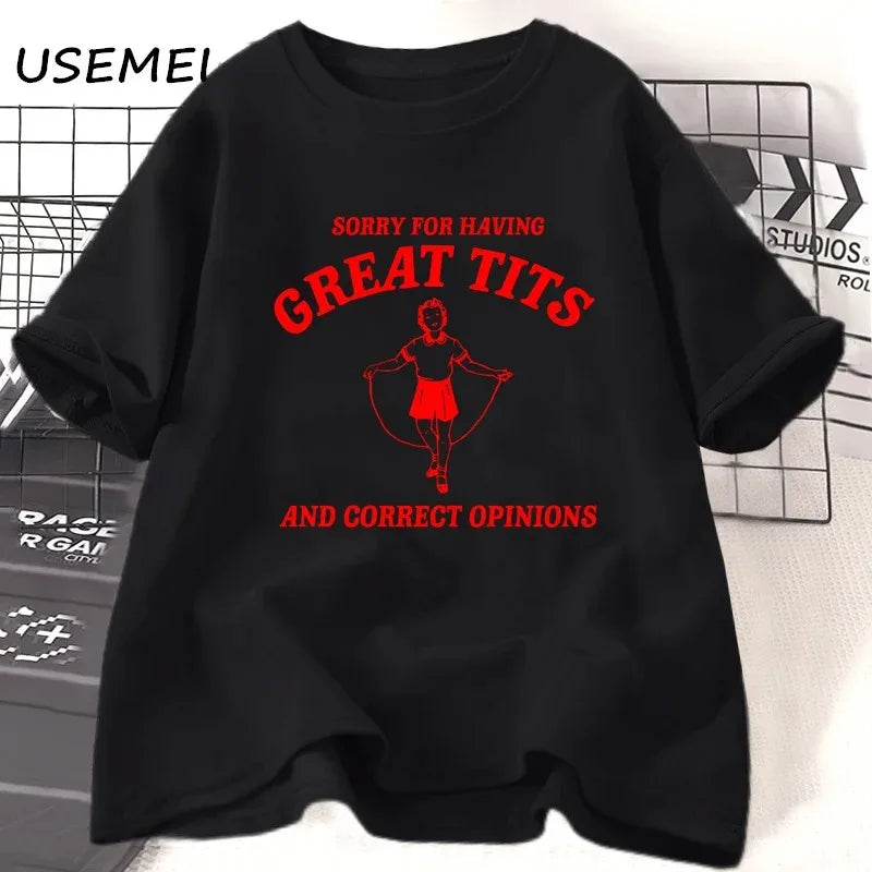 Have Big Boobs T-Shirt Funny Quotes Feminist Casual Short Sleeve T-Shirt Harajuku Women's Tops Women's T-Shirt
