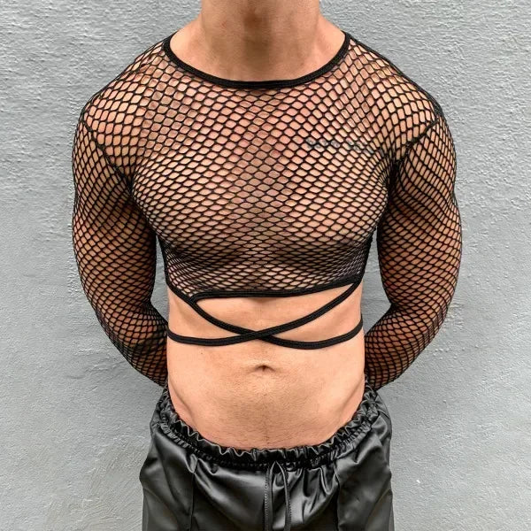 Fishnet Strap Crop Top