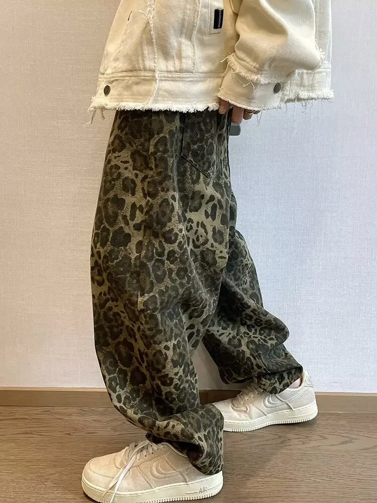 Leopard Print Denim Jeans