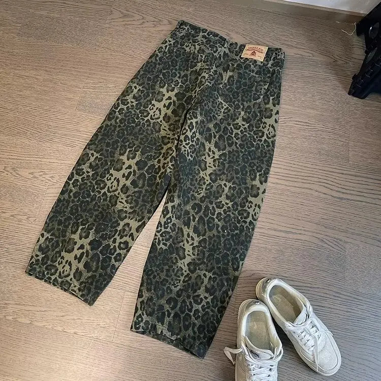 Leopard Print Denim Jeans
