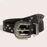 Western Star Studded Vintage Engraved Buckle Belt