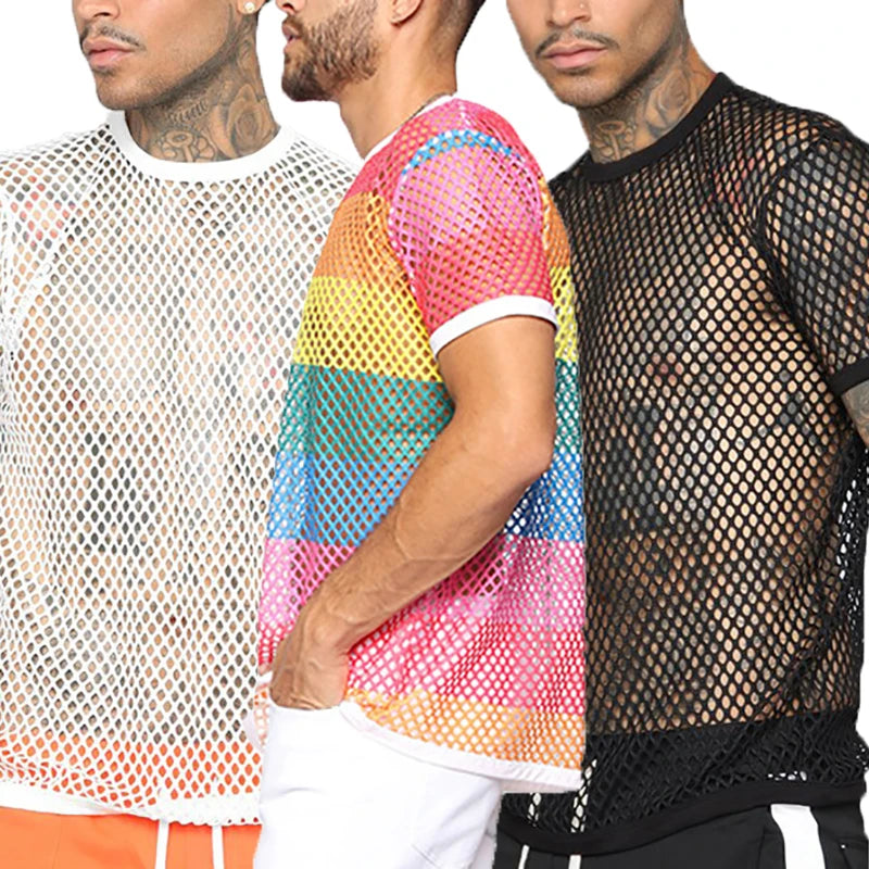 Fishnet Mesh Short Sleeve Shirt