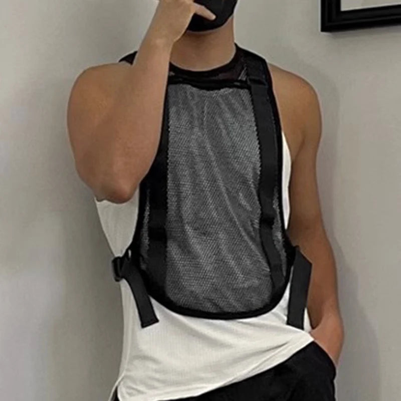 Mesh Tactical Buckle Sleeveless Vest Top