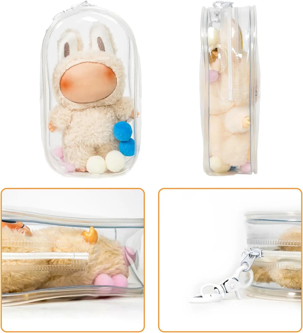 Transparent Labubu Doll Carry Case