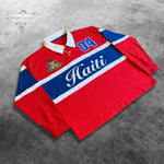 Haiti Heritage Embroidered Long Sleeve Vintage Rugby Polo