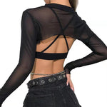 Sheer Mesh Chain Crop Top