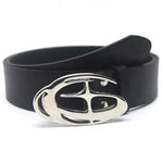 Y2K Oval Logo Buckle Faux Leather Belt
