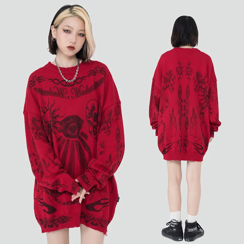 Mystic Vision Skull Knit Streetwear Sweater