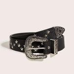 Western Star Studded Vintage Engraved Buckle Belt