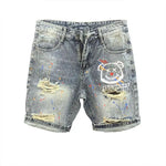 Graffiti Bear Ripped Denim Shorts