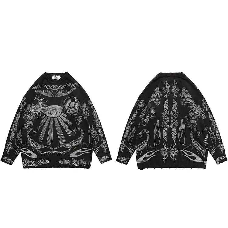 Mystic Vision Skull Knit Streetwear Sweater