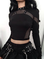 Gothic Mesh Long Sleeve Crop Top
