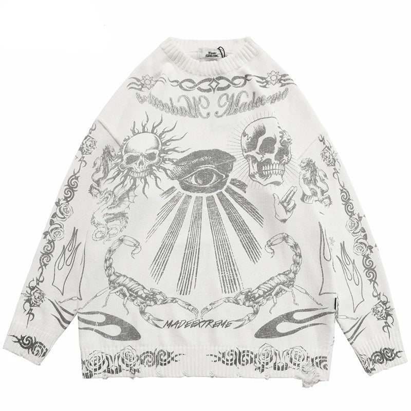 Mystic Vision Skull Knit Streetwear Sweater